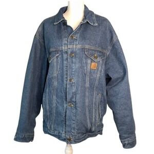 Carhartt Denim Trucker Jacket Tall XL Blanket Lined Workwear Gorpcore Americana